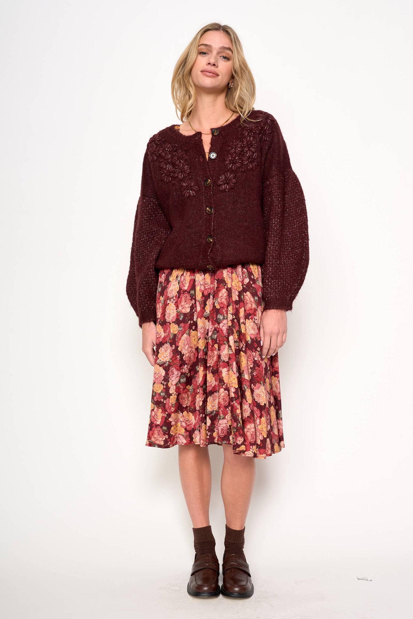 D. Ra • Jane Cardigan • Burgundy