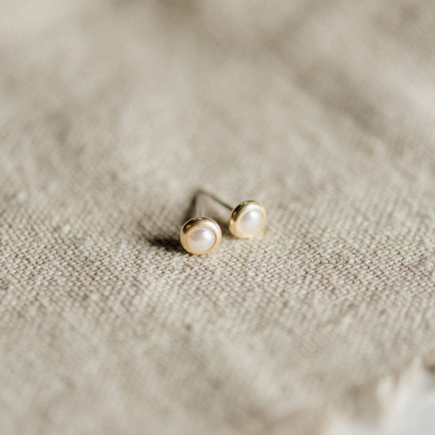 Common Form • Hyalite Stud Earrings • Brass & Pearl