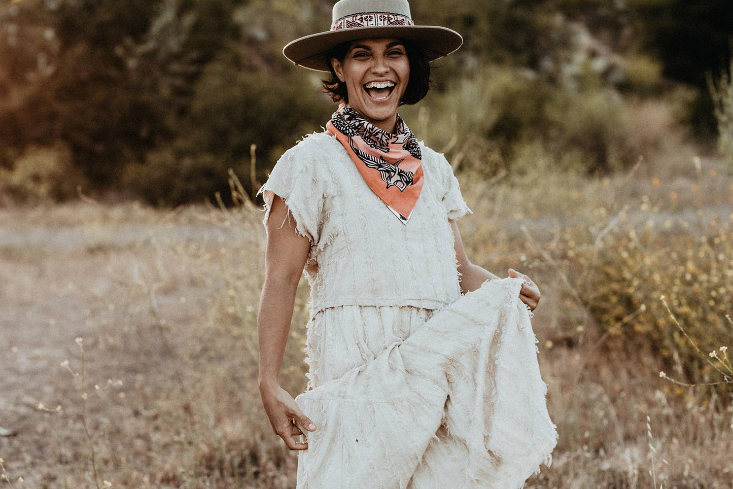 Organic Cotton Bandana • Life In Flight • Orange & Pink