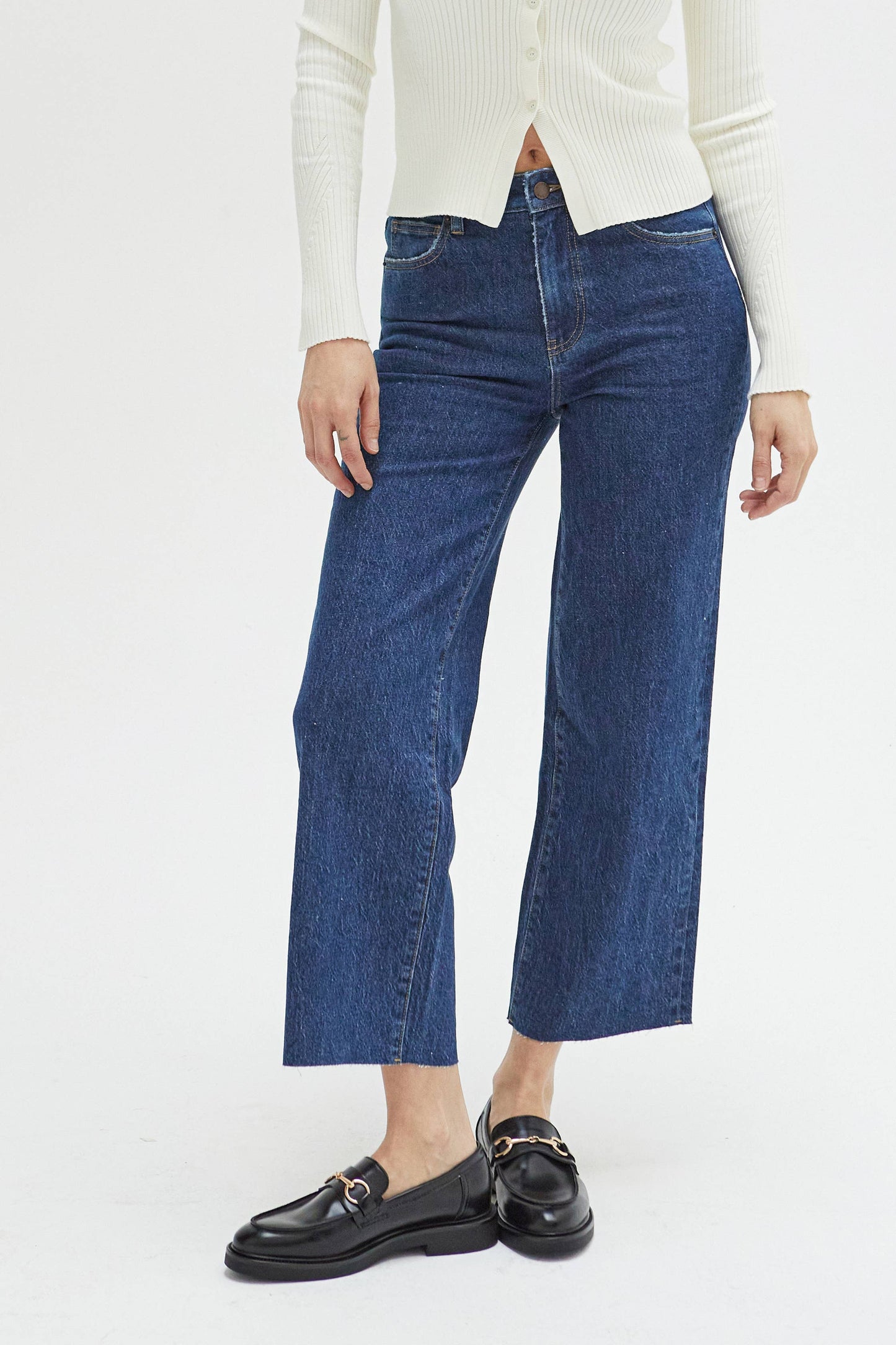 Oliver Logan • Aberdeen High Rise Wide Leg Crop Jean • Dark Western Wash