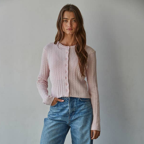 Lightweight Cotton Sweater Top • Ballet Pink
