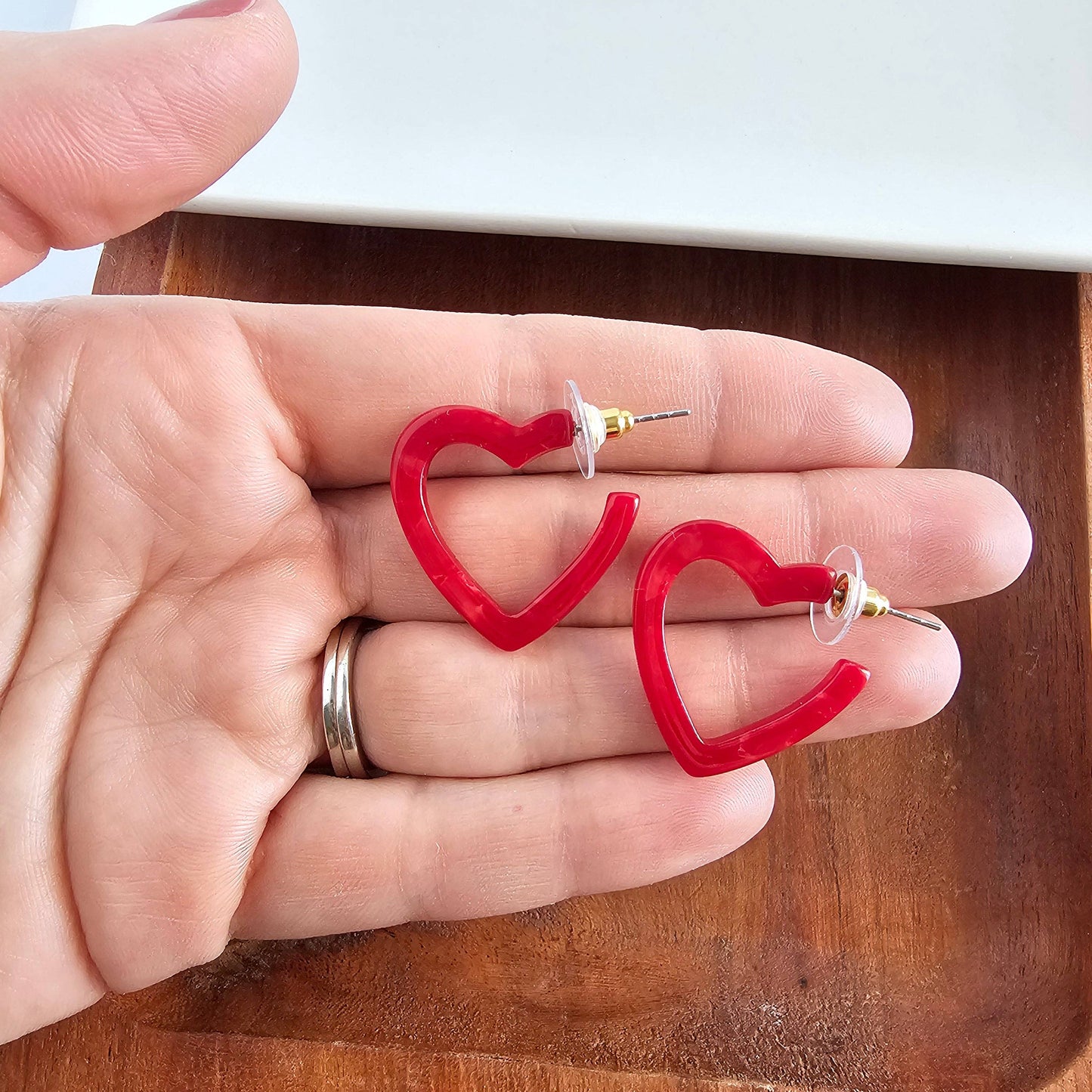 Mini Heart Hoops • Red