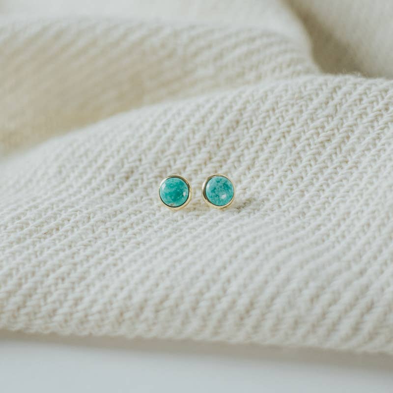Common Form • Hyalite Stud Earrings • Brass & Turquoise