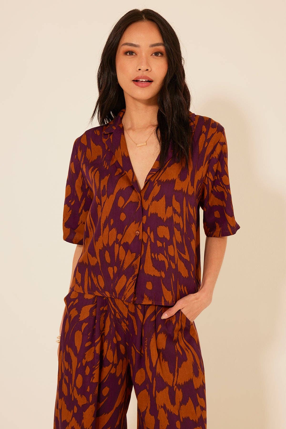 Revello Satin Top • Flutter Print