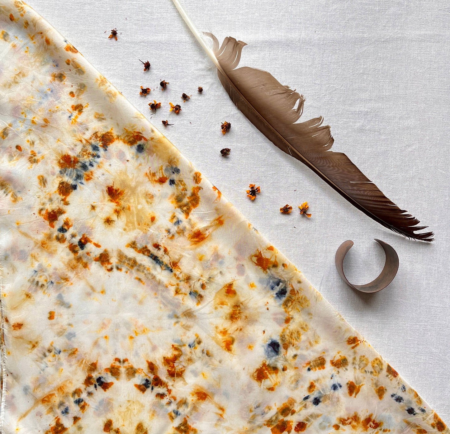 Vive Textiles • Naturally Dyed Silk Bandana Scarf • Rust + Sky