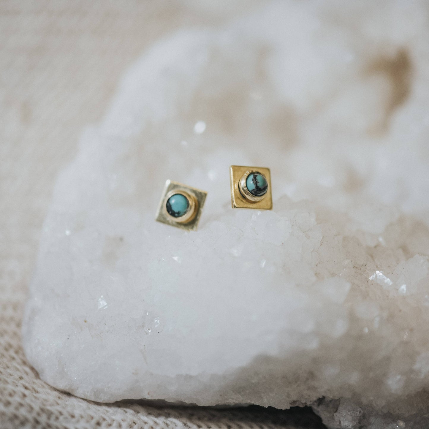 Finn Stud Earrings • Brass & Turquoise