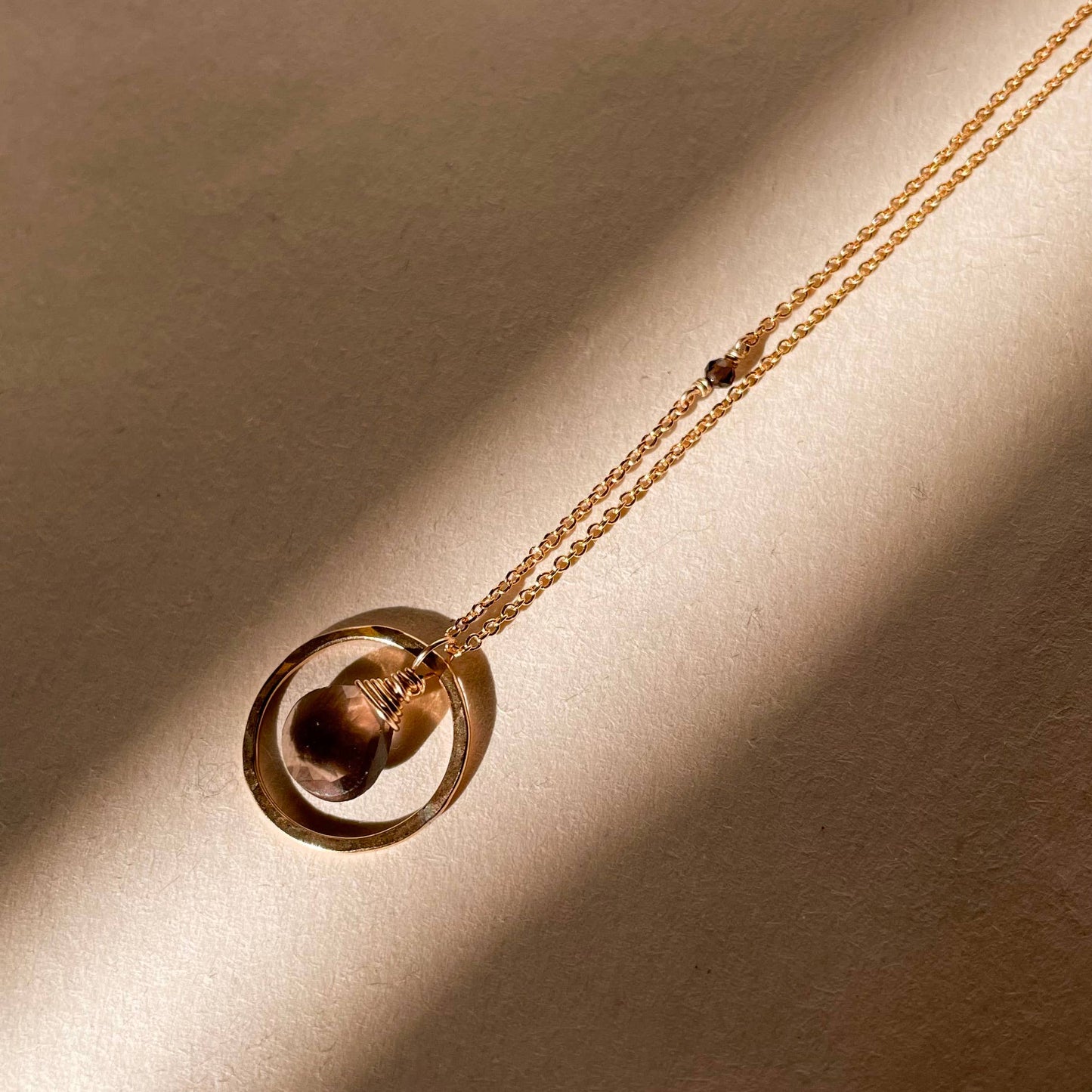 Single Circle and Stone Necklace: Gold Filled / Moss Aquamarine