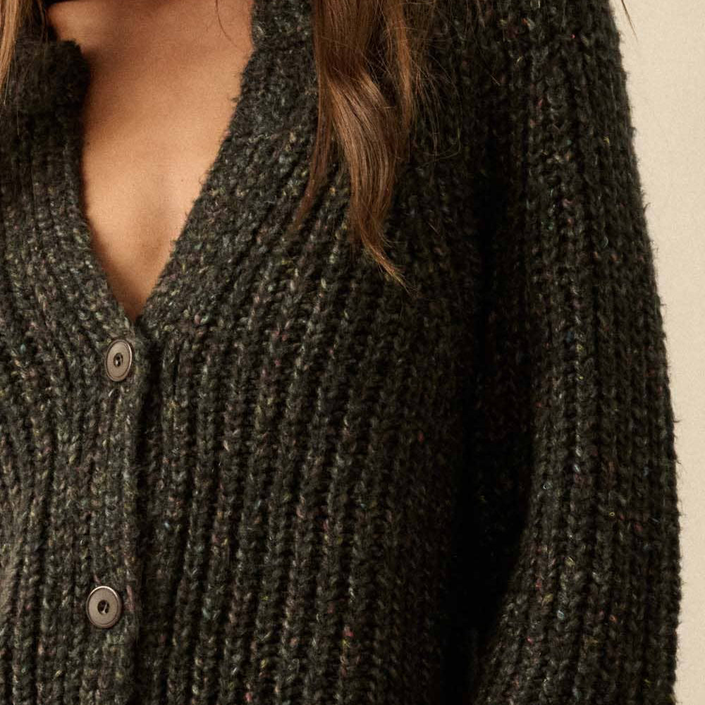 Crop Cardigan Sweater • Black Confetti