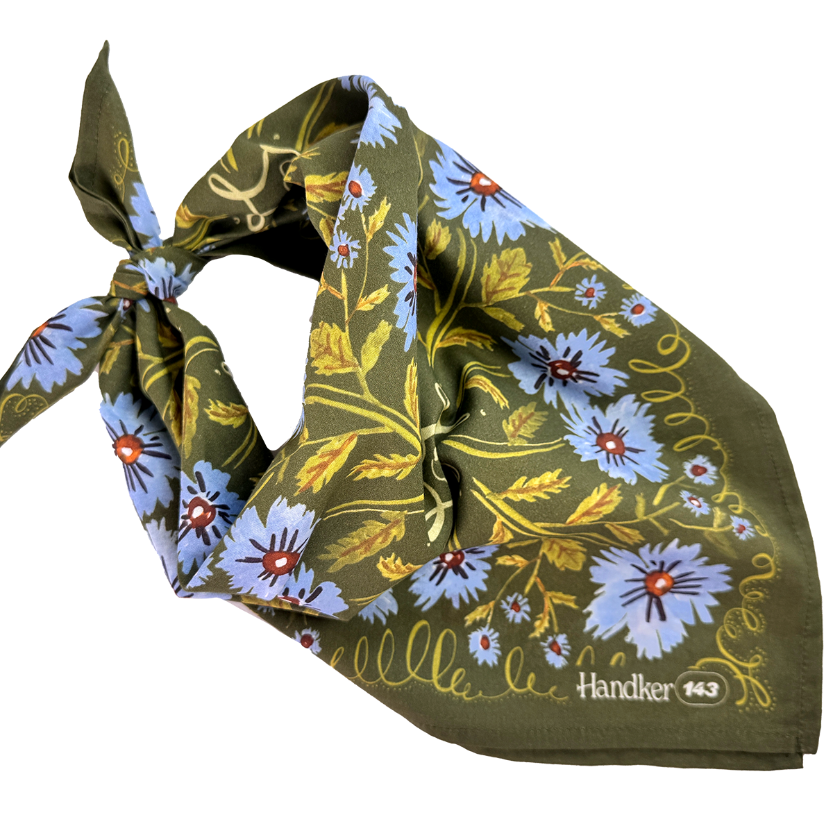 Cotton Bandana • No. 143 Clara • Green & Periwinkle