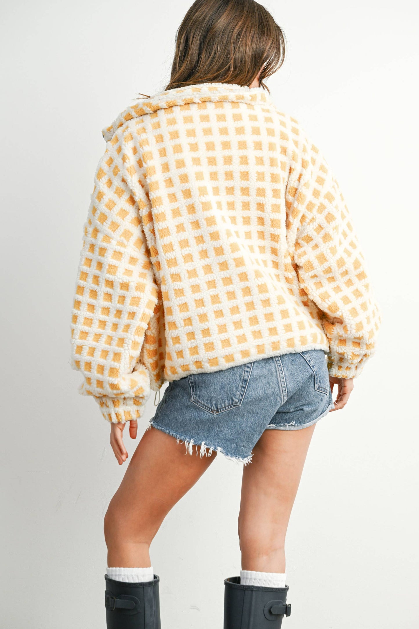 Fuzzy Sherpa Jacket • Yellow & Ivory