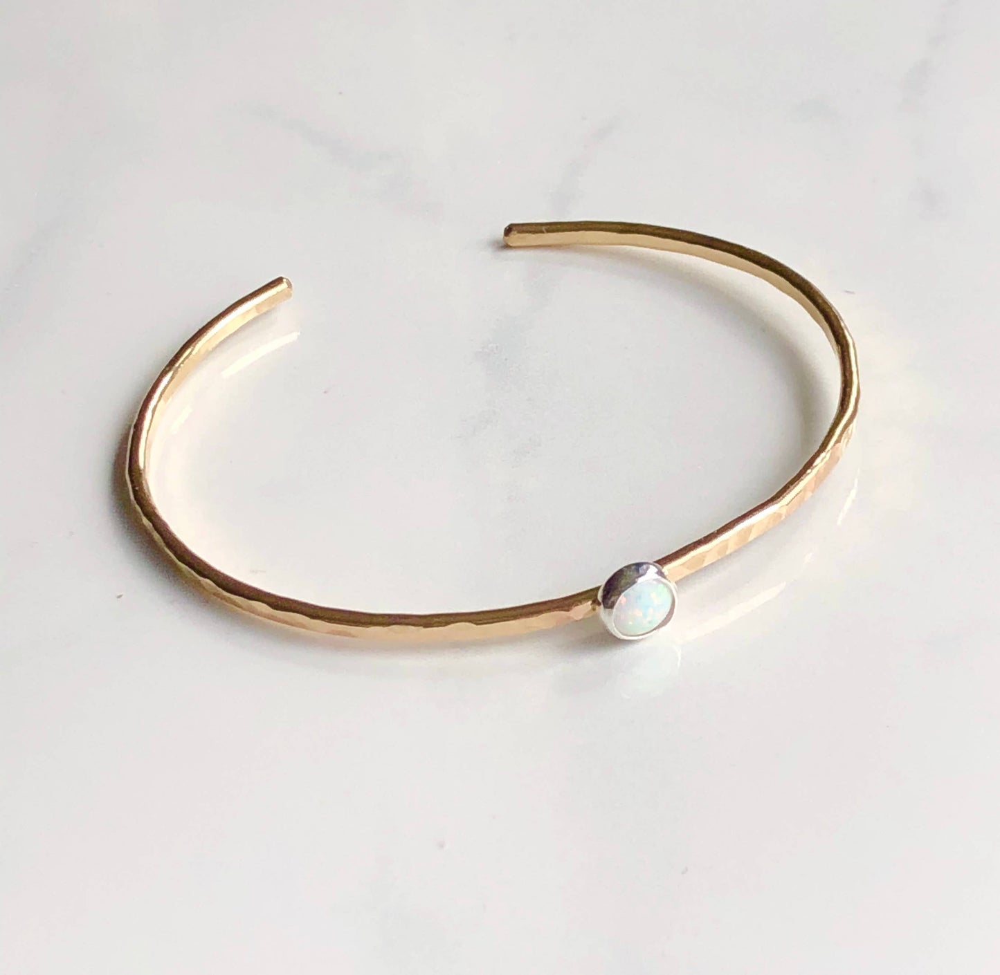 Hammered Opal Cuff Gold Filled