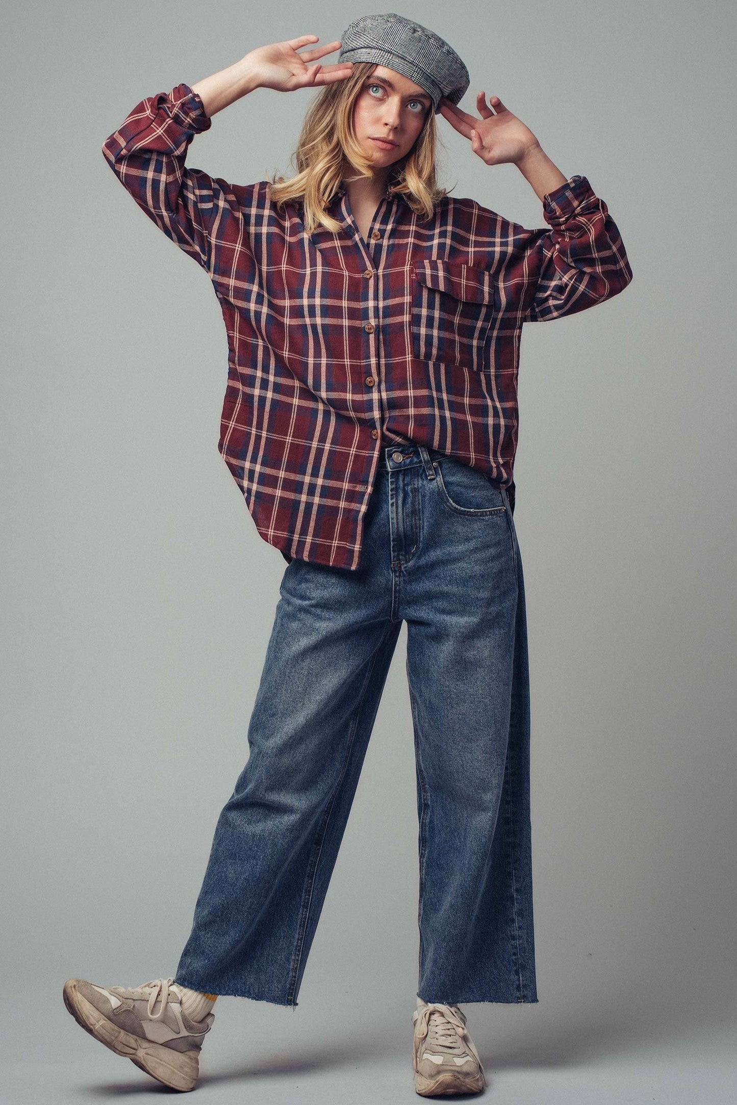 Classic Oversized Cotton Flannel • Burgundy Plaid
