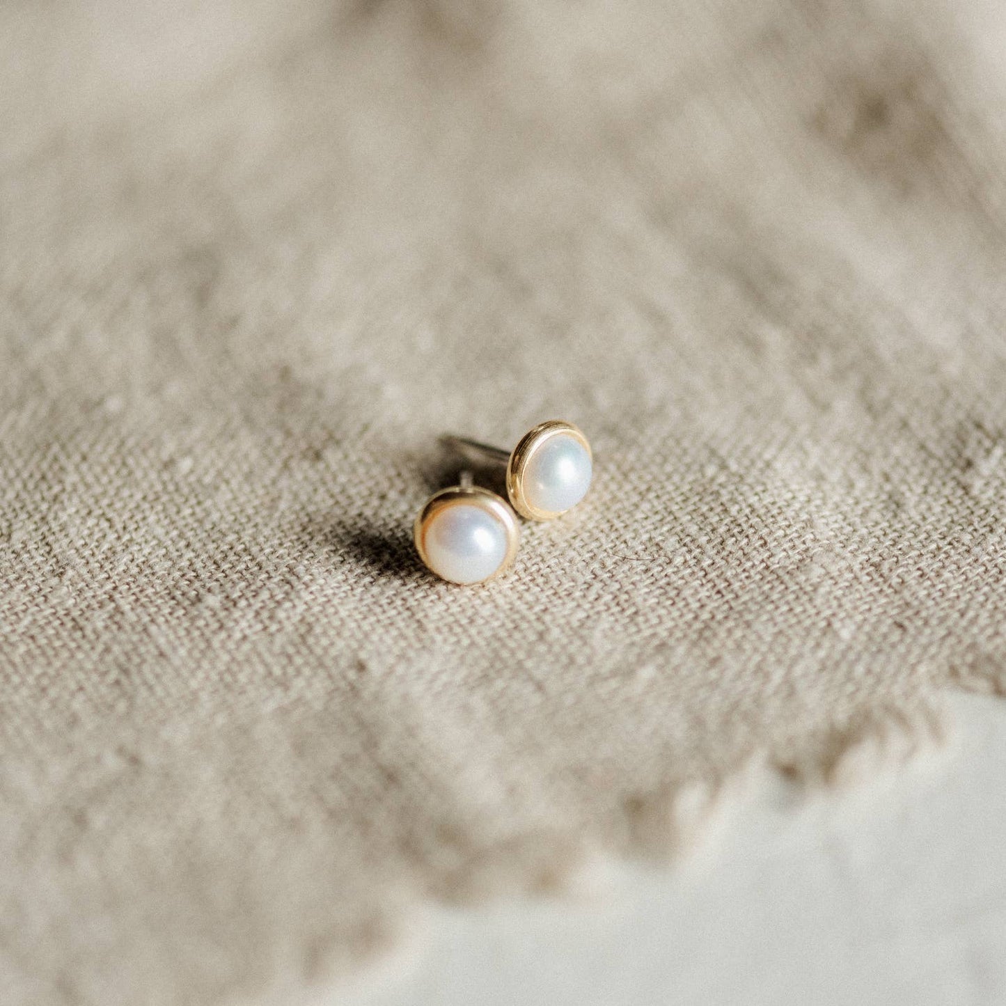 Common Form • Hyalite Stud Earrings • Brass & Pearl