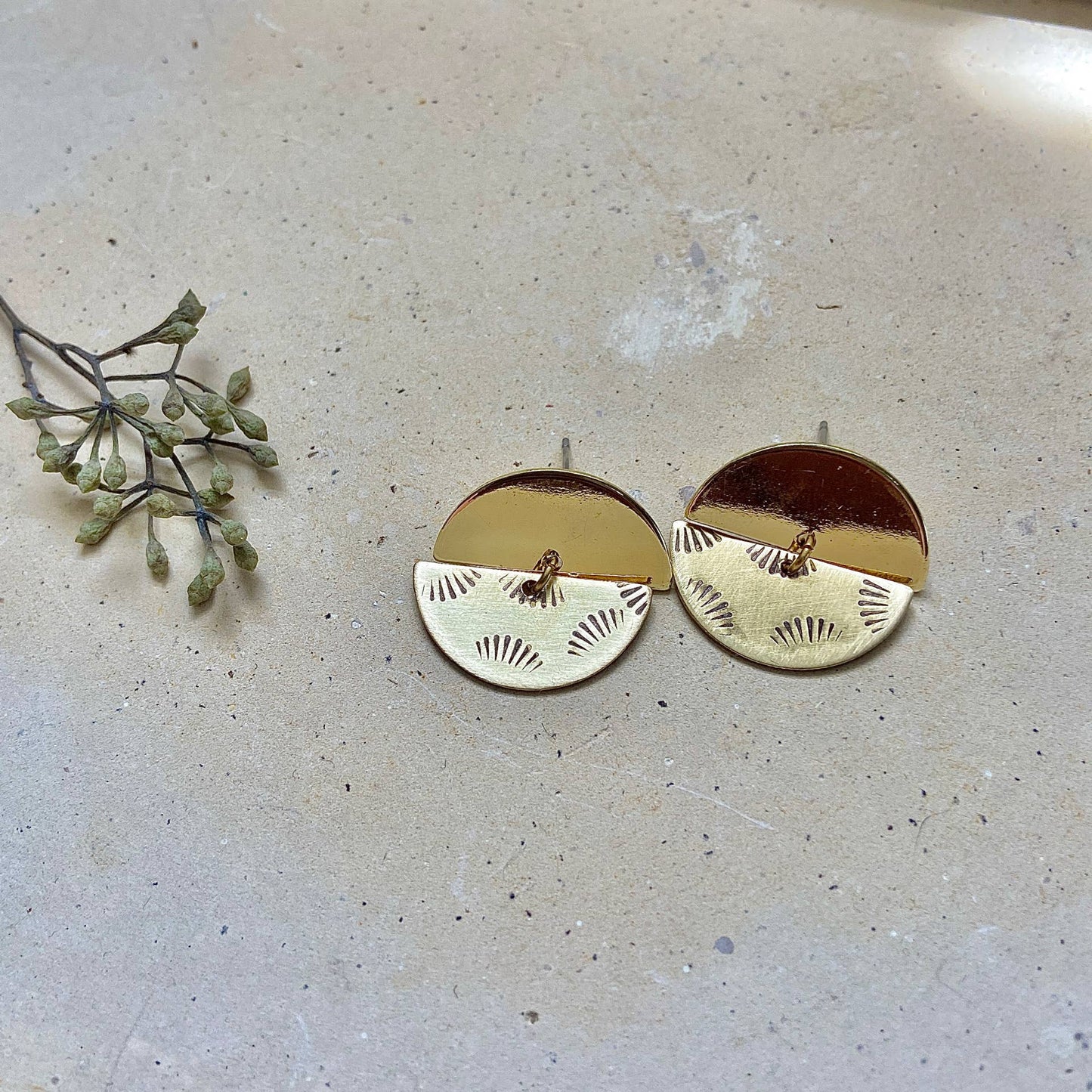 Found & Feral • Little Hand Stamped Stud Earrings