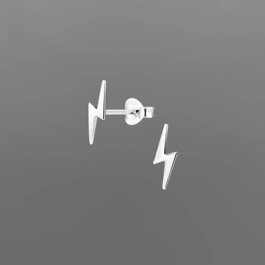 Tiny Lightning Bolt Stud Earrings • Sterling Silver