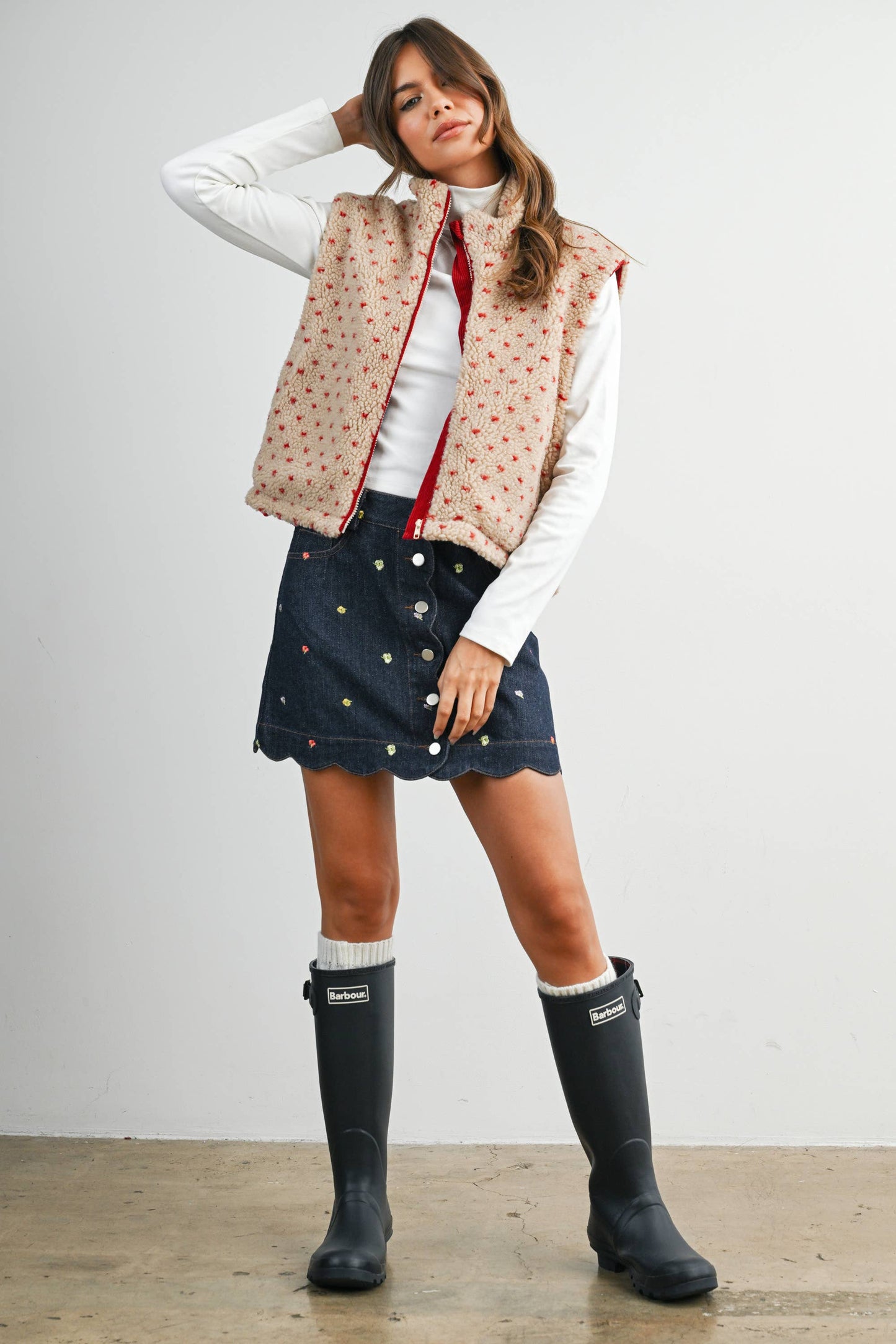 Fleece Vest • Tan & Red