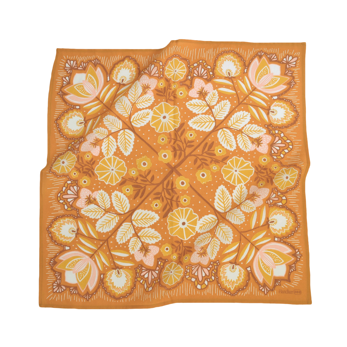 Cotton Bandana No. 503 Tawny Floral Pumpkin