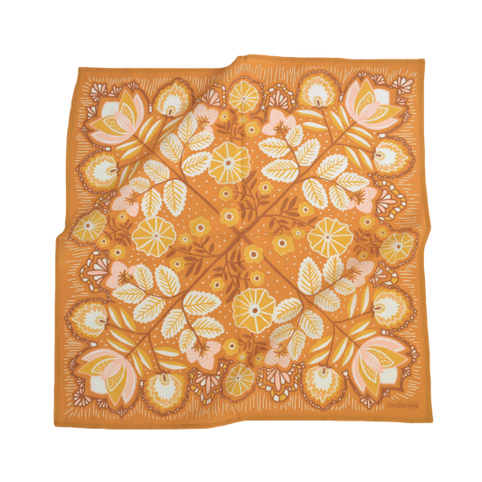 Cotton Bandana No. 503 Tawny Floral Pumpkin