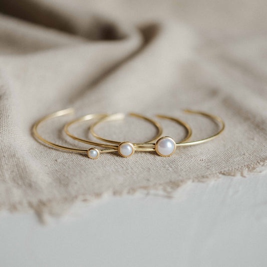 Common Form • Hyalite Stacker Cuff Bracelet • Brass & Pearl
