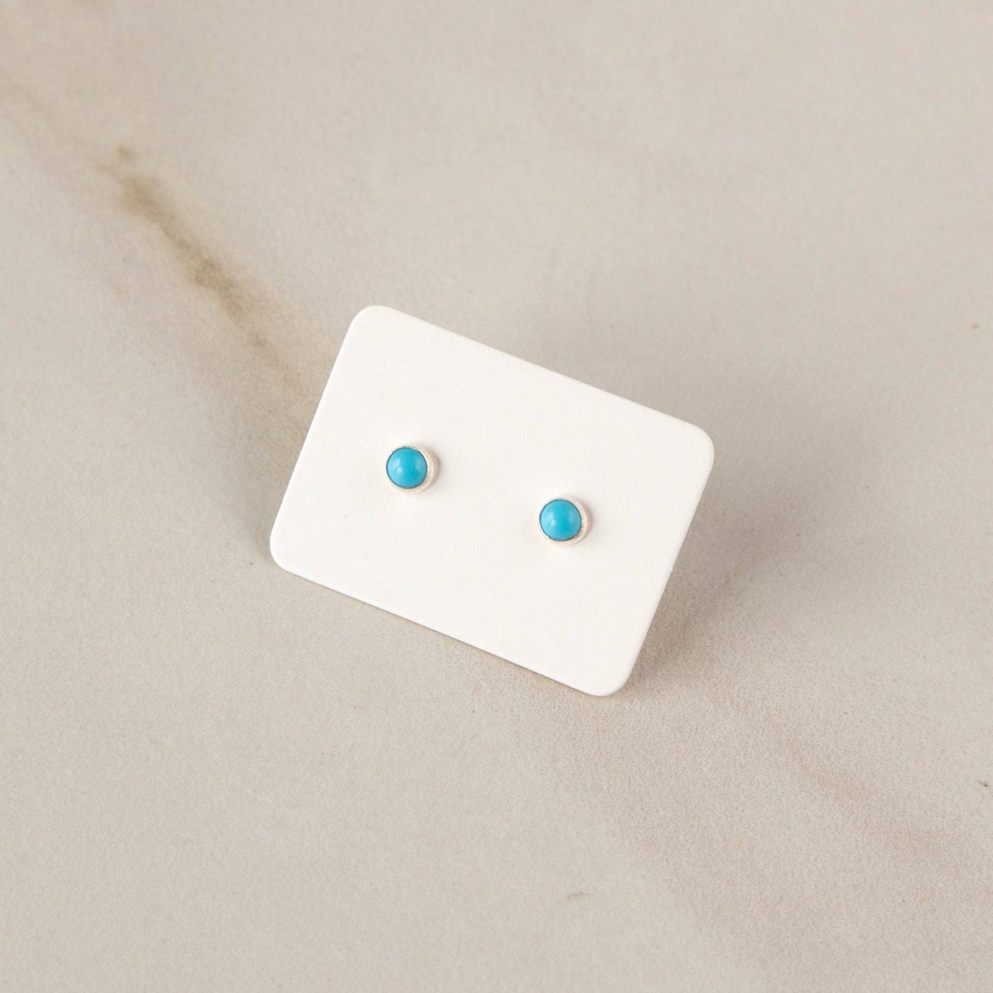 Small Gemstone Stud Earrings • Sterling Silver • Turquoise