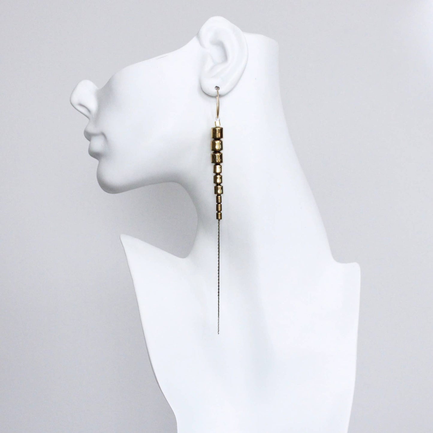 David Aubrey • Hematite & Brass Chain Duster Earrings