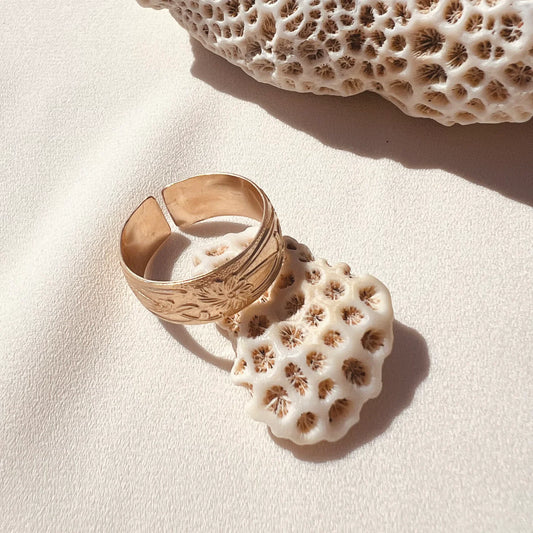 In Situ • Peony Flora Cigar Band Ring • 14K Gold Fill