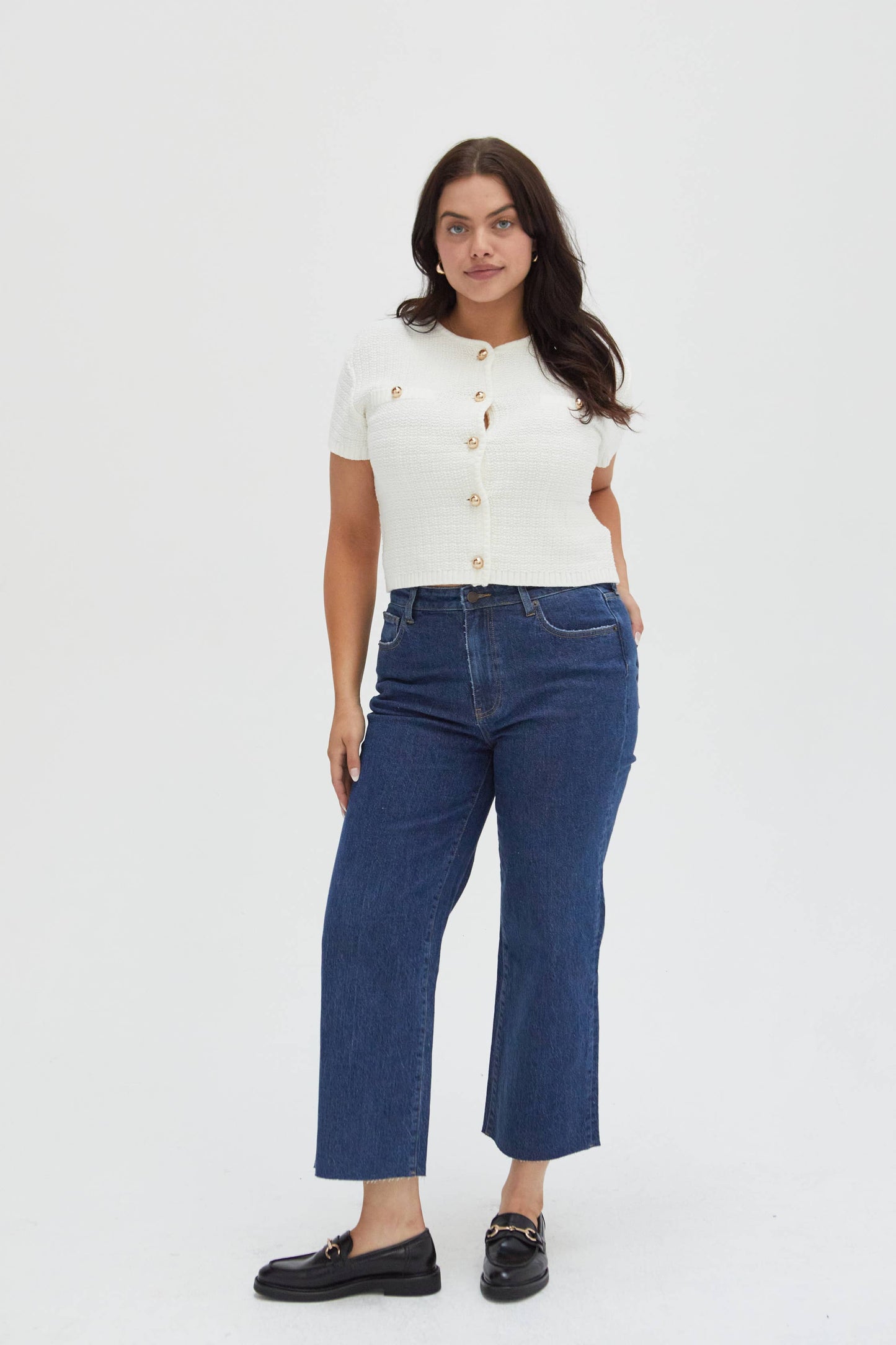 Oliver Logan • Aberdeen High Rise Wide Leg Crop Jean • Dark Western Wash