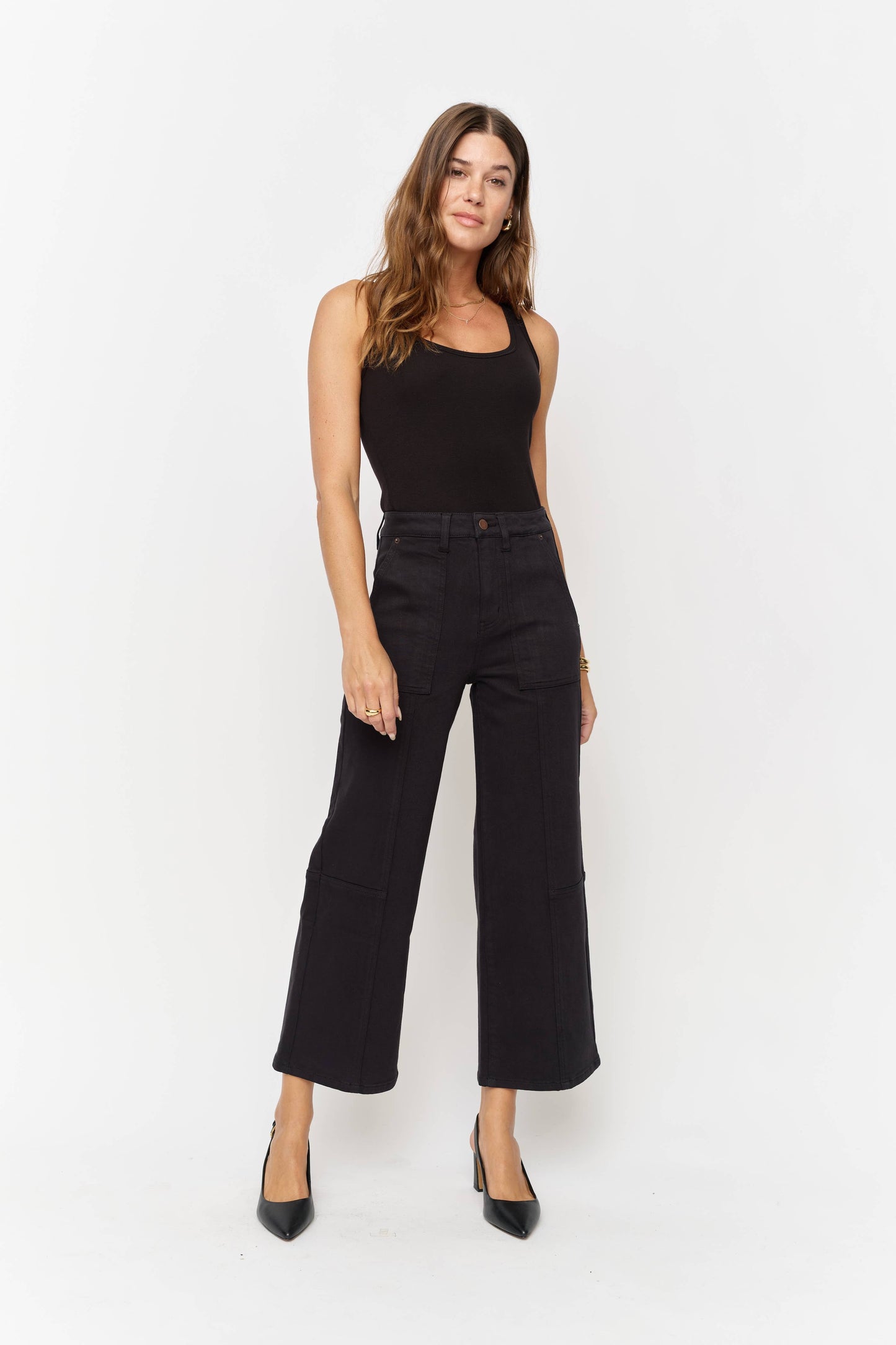 Oliver Logan • Lawson High Rise Relaxed Ankle Crop • Black Overdye