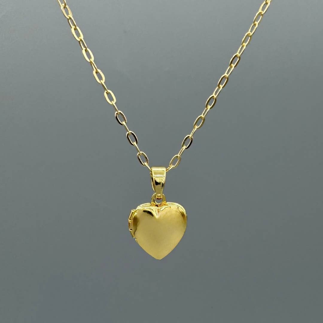 Tiny Heart Locket Necklace • Gold Fill