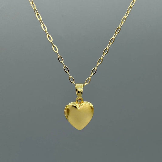 Tiny Heart Locket Necklace • Gold Fill