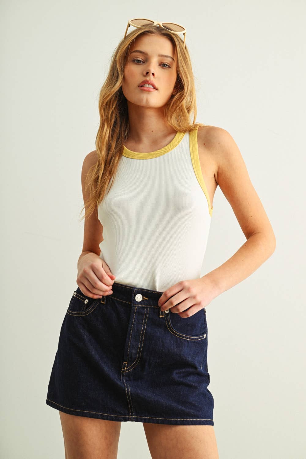 Cotton Ringer Tank • Pale Yellow