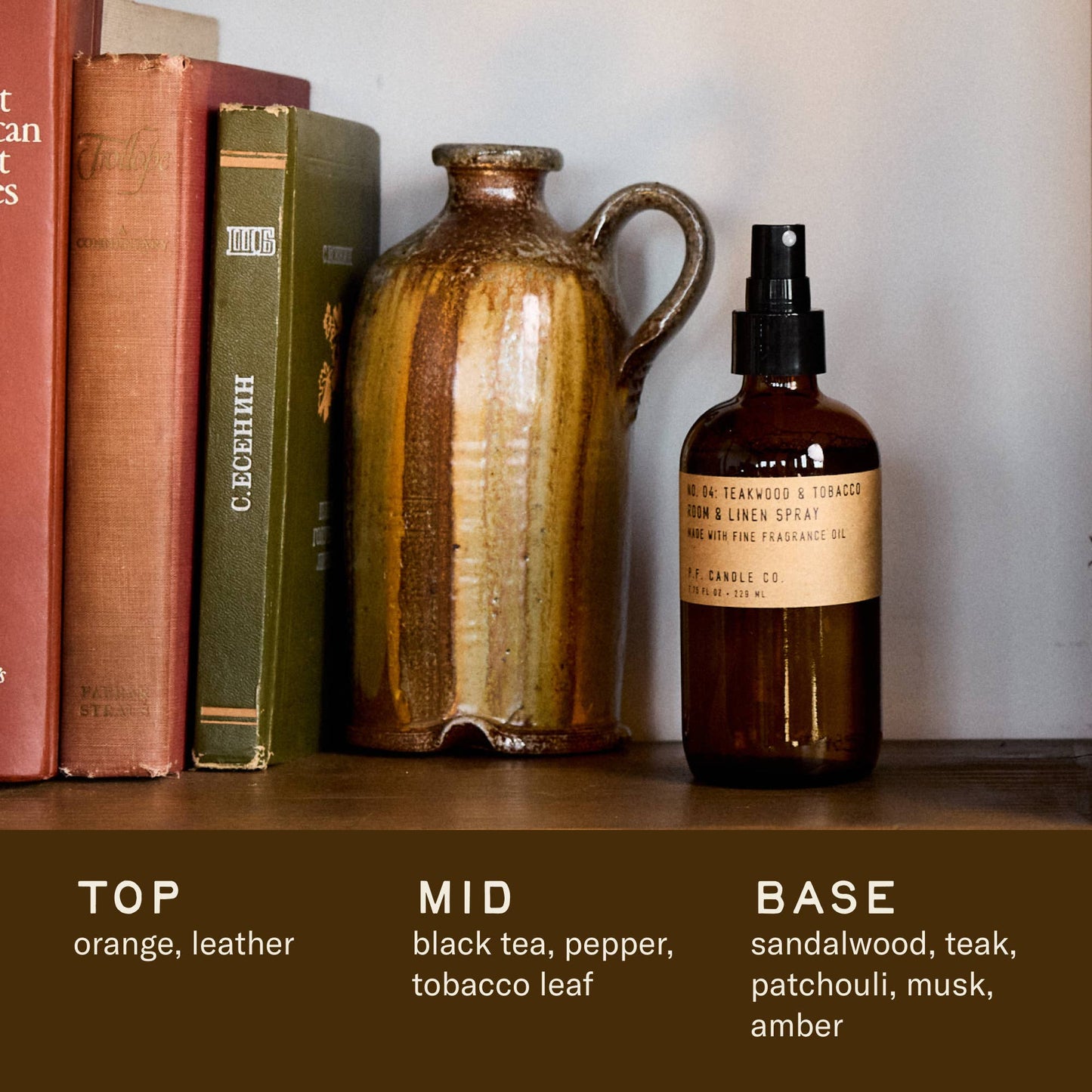 P.F. Candles • Room & Linen Spray • Teakwood & Tobacco