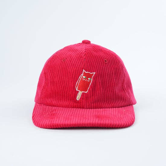 Catsicle Corduroy Adult Hat Red