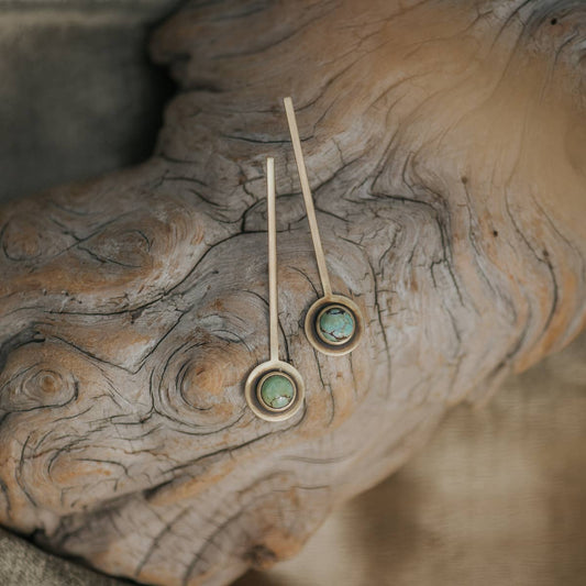 Inca Stud Earrings Brass & Turquoise
