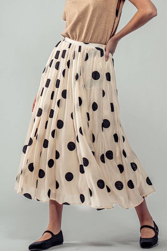 Polka Dot Midi Skirt • Cream