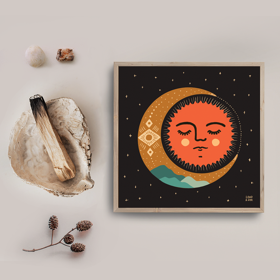 Land & She • Moon Sun Harmony • Art Print 8x8