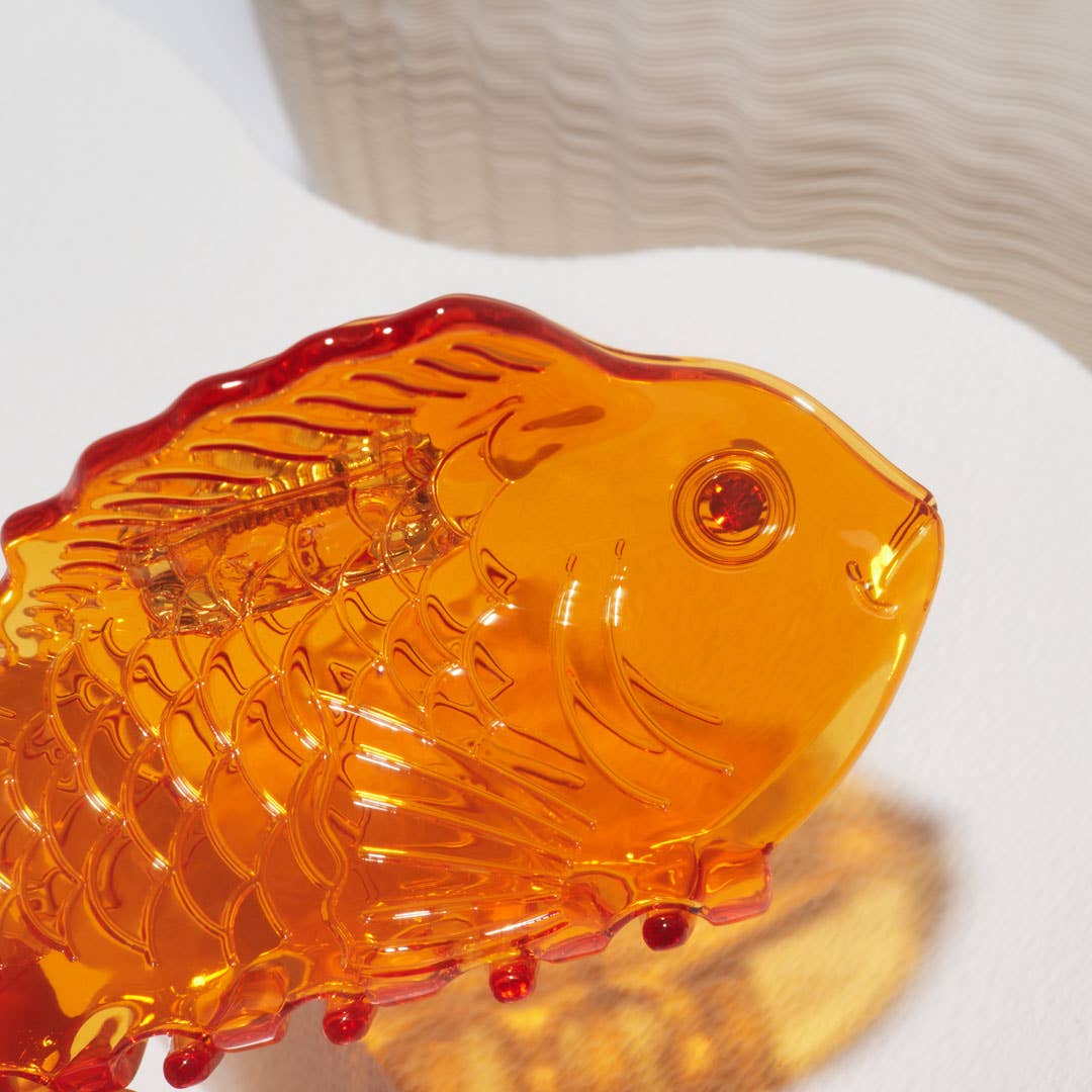 Gold Fish Hair Claw Clip • Translucent Orange