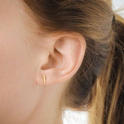 Small Bar Stud Earrings Gold