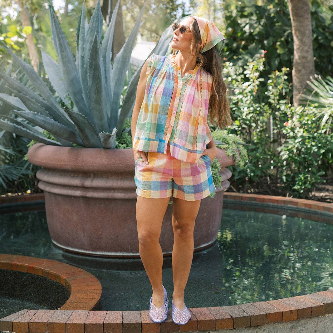 Plaid Augustine Top • Rainbow
