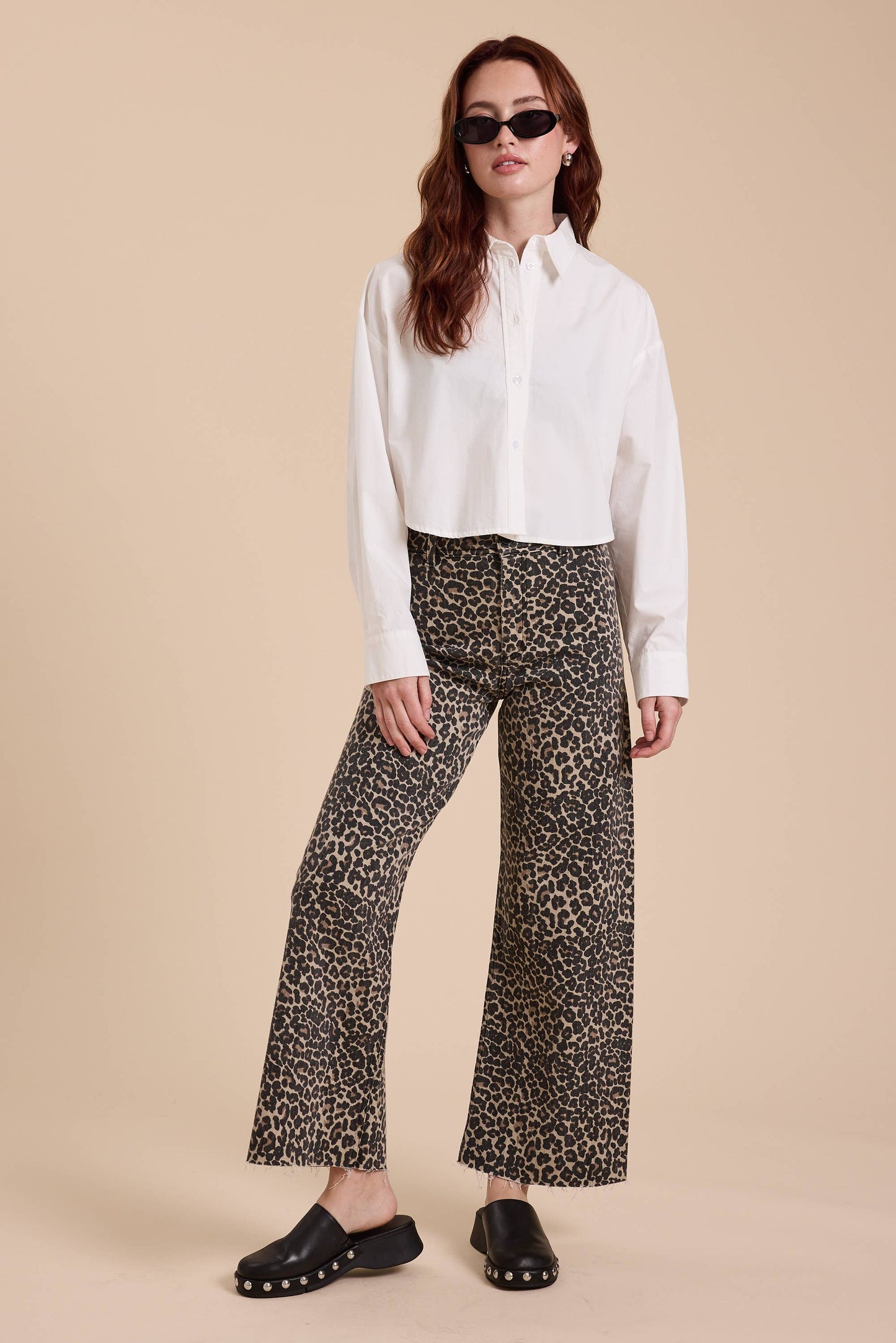 Leopard Print Denim Pants