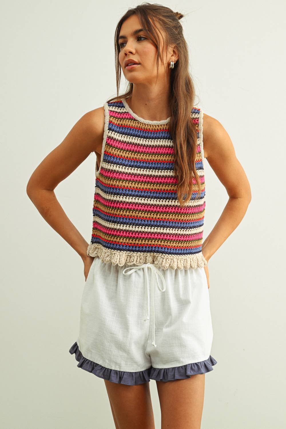 Sleeveless Striped Knit Top • Colorful