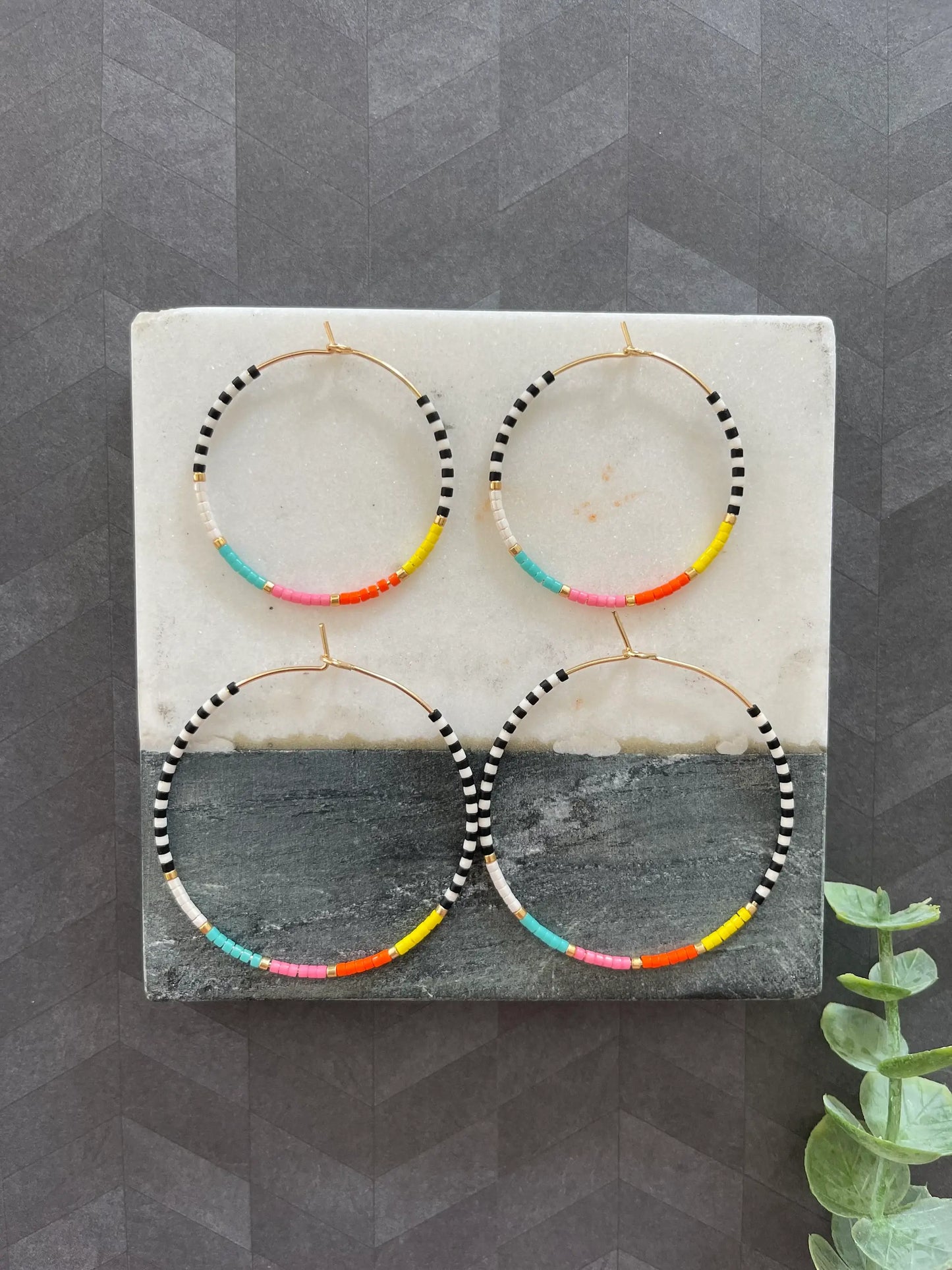 California Dreamin Beaded Hoop Earrings • Choose Size
