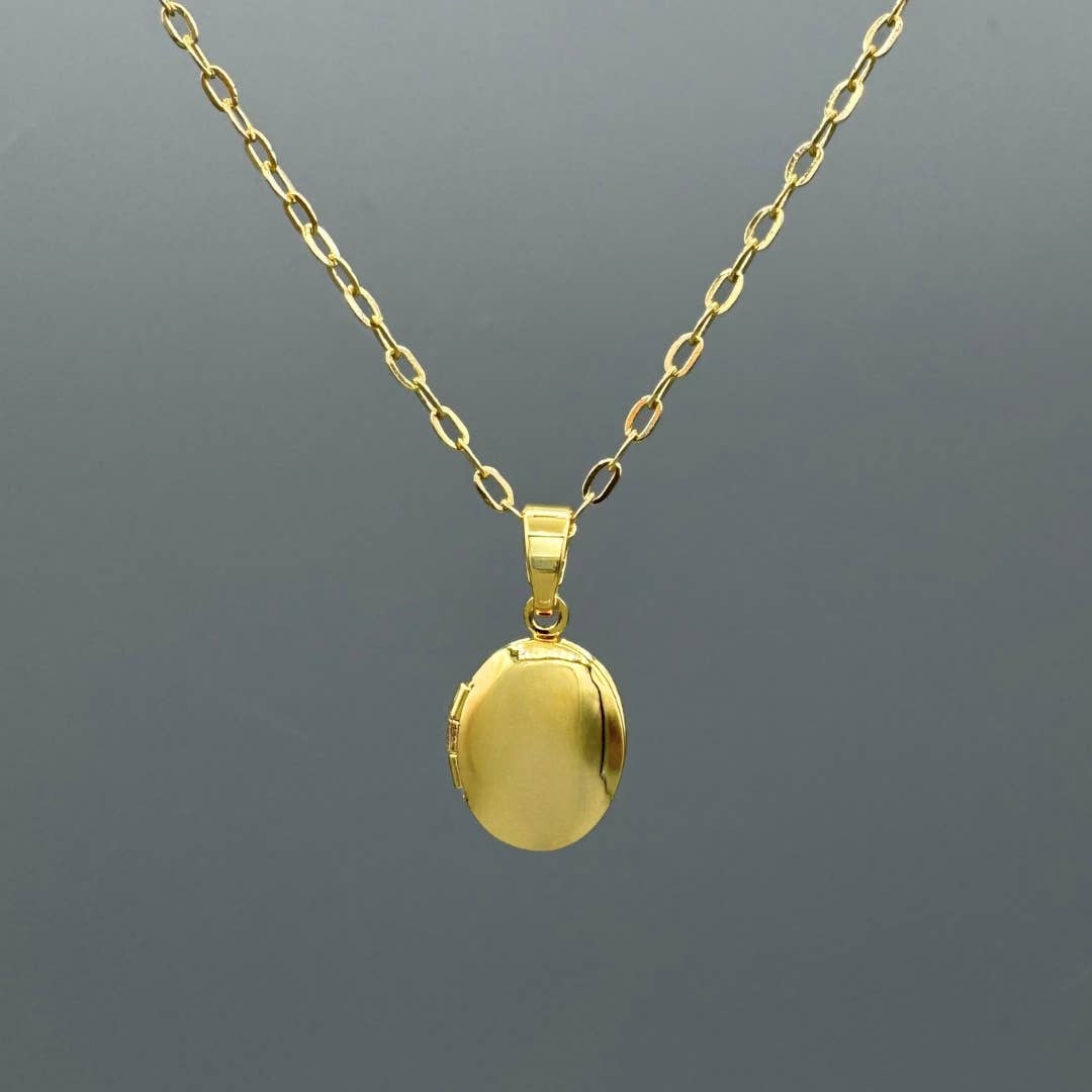 Tiny Oval Locket Necklace • Gold Fill