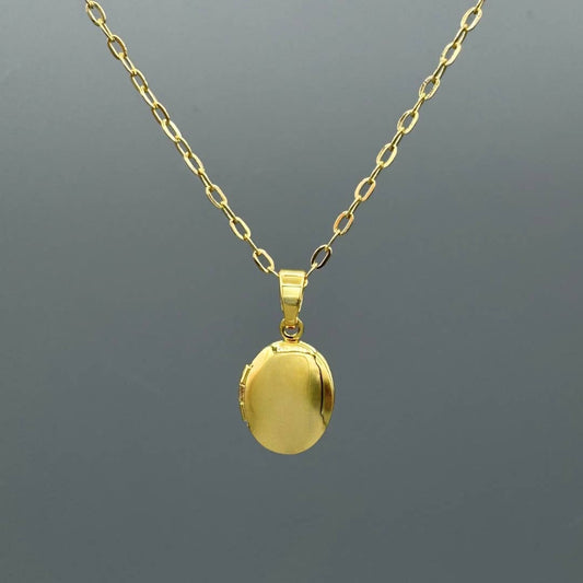 Tiny Oval Locket Necklace • Gold Fill