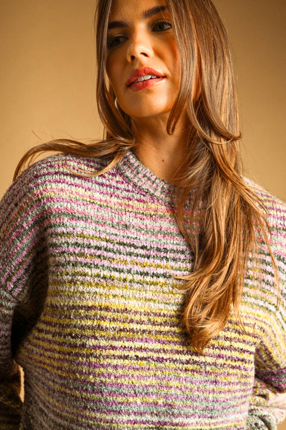 Multi Color Pullover Sweater • Lavender & Lime
