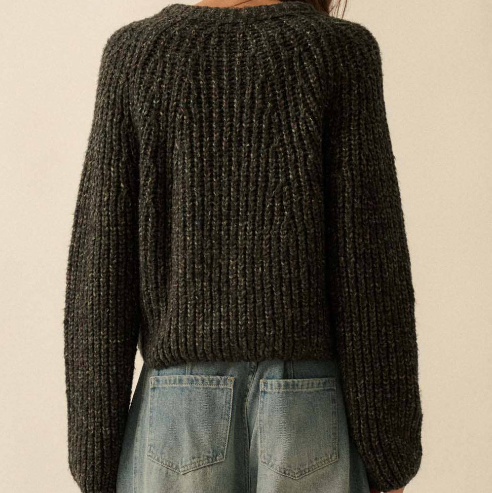 Crop Cardigan Sweater • Black Confetti