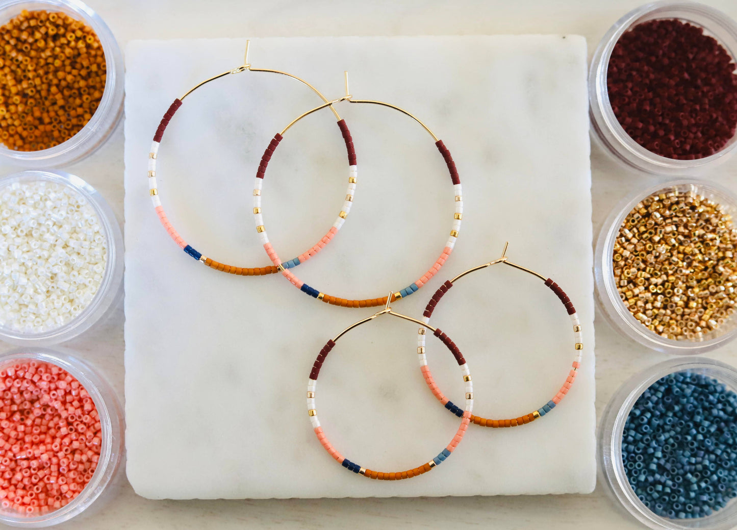 Beaded Hoop Earrings • Sedona • Pick Your Size