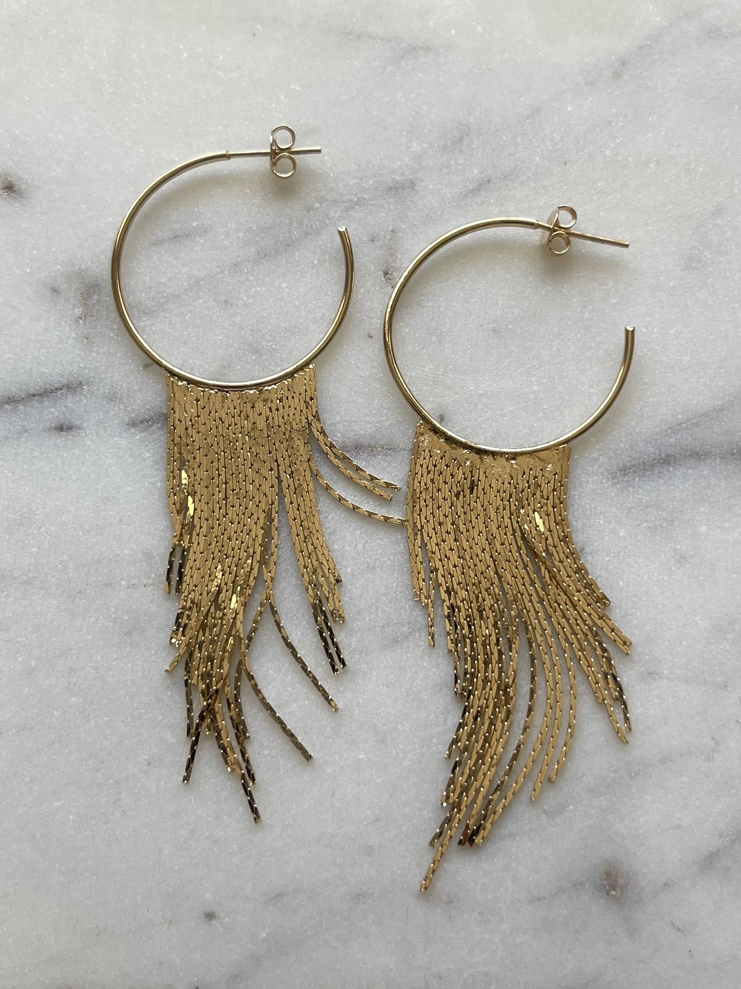 Laguna Fringe Hoop Earrings • 14K Gold Fill