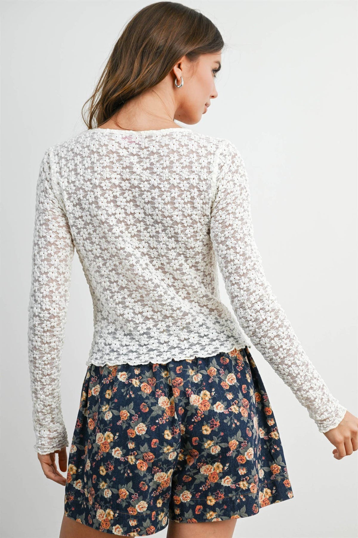Ivory Textured Long Sleeve Top • Ivory