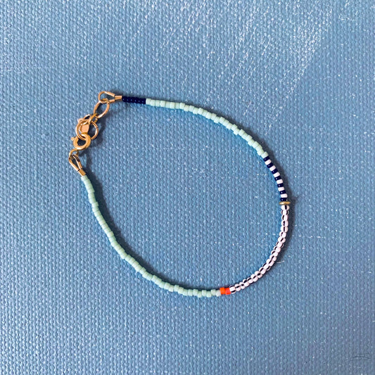 Alice Rice • Thinnest Line Beaded Bracelet • Iceberg Blue